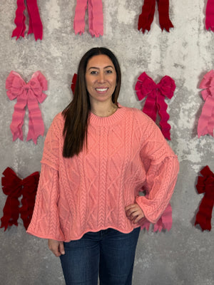 Coral Cable Knit Sweater
