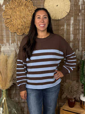 Brown and Blue Stripe Sweater