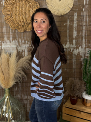 Brown and Blue Stripe Sweater