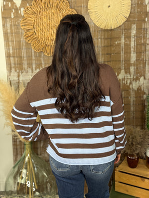 Brown and Blue Stripe Sweater
