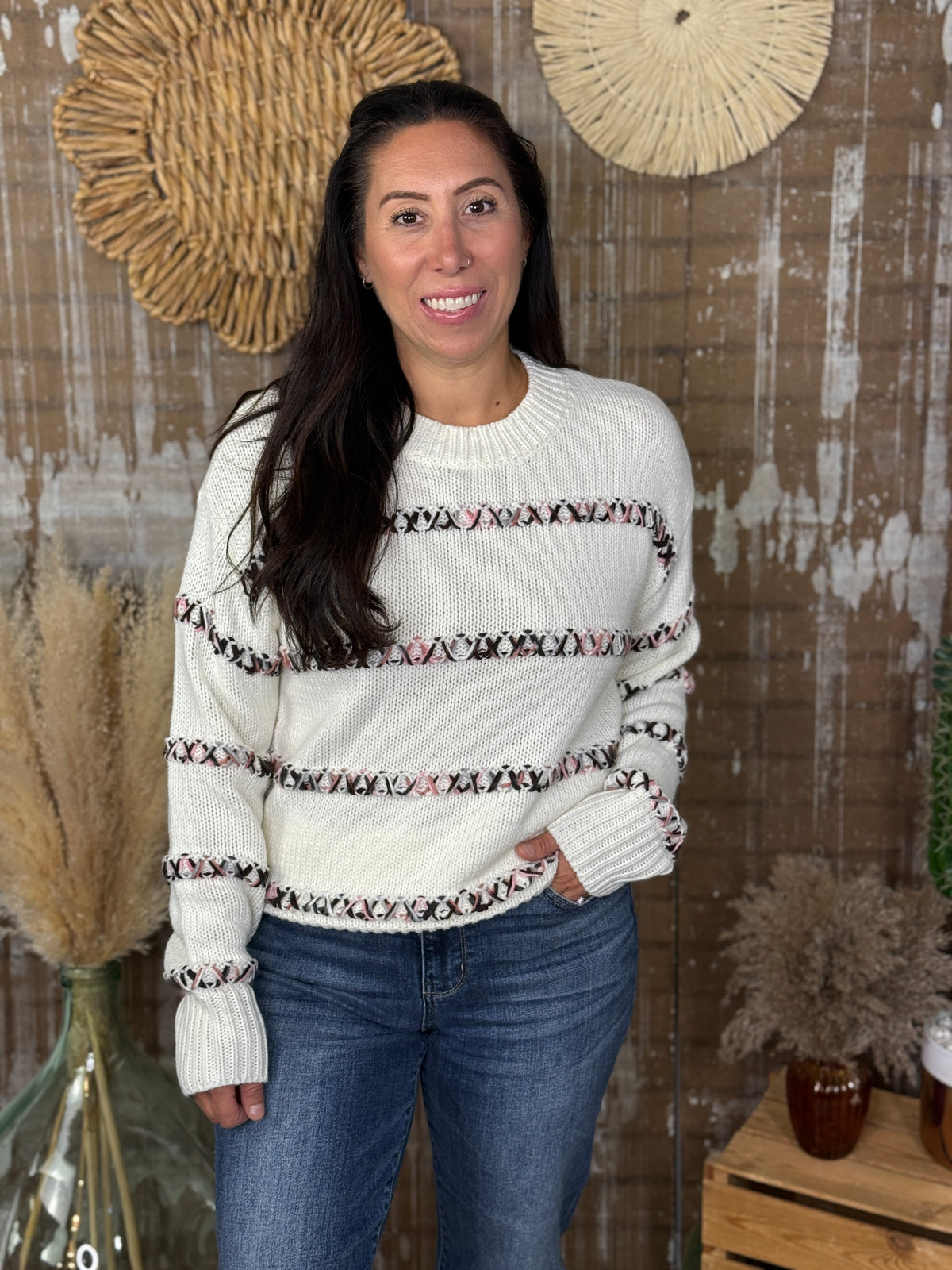 Ombre Cross Stitch Sweater  (Small - 3X)