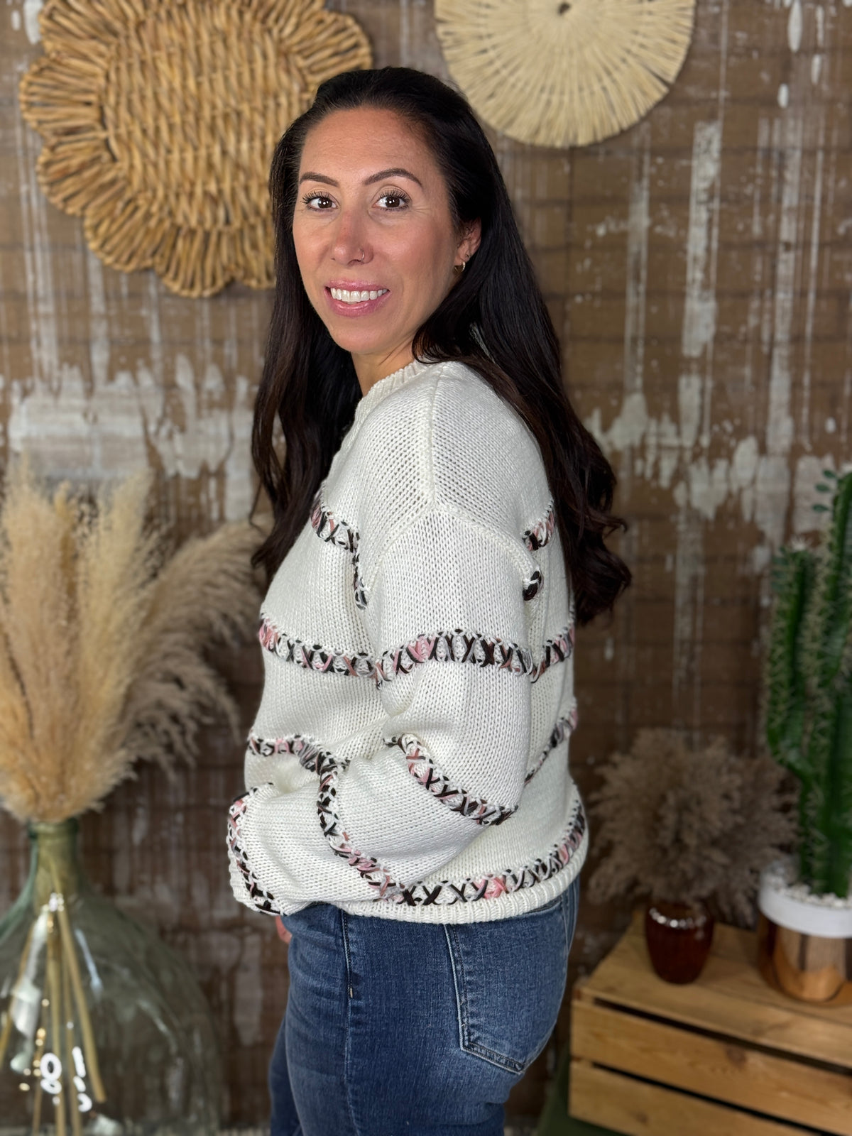Ombre Cross Stitch Sweater  (Small - 3X)