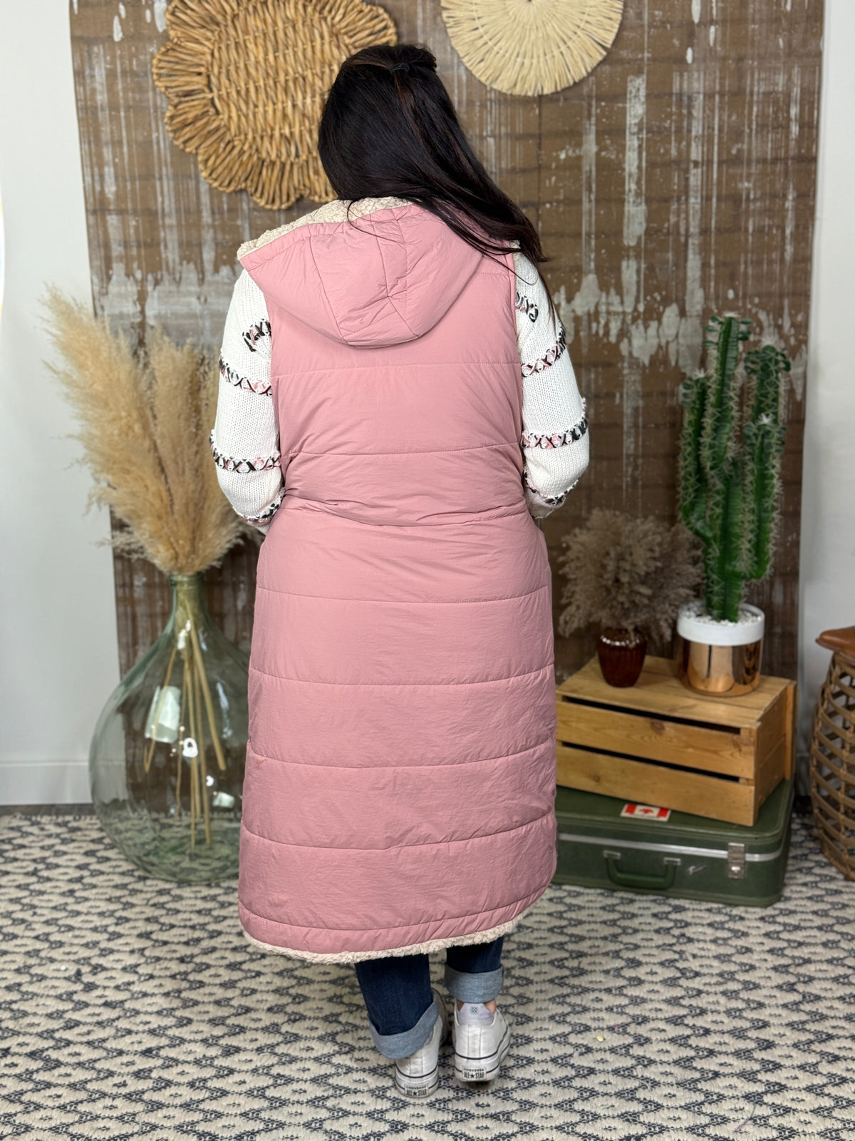 Sherpa Lined Puffer Vest - Blush