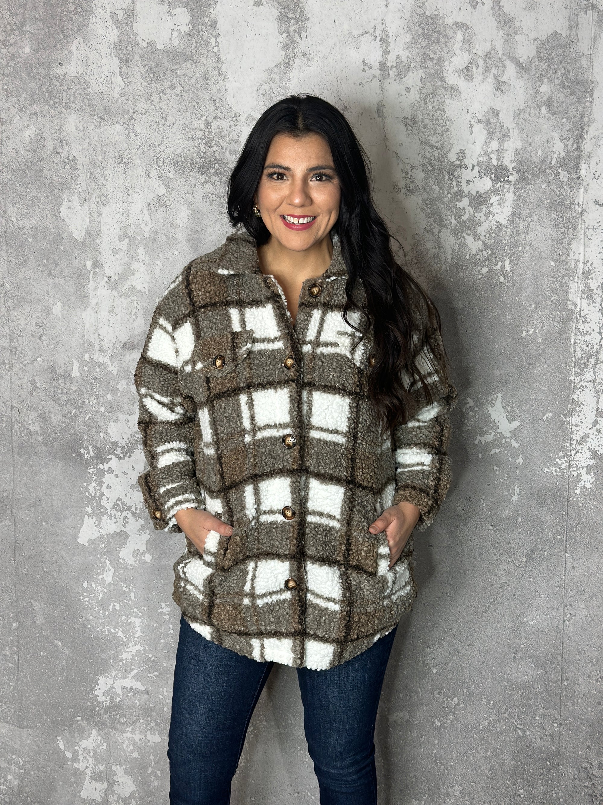 Plaid Sherpa Button Up Shacket