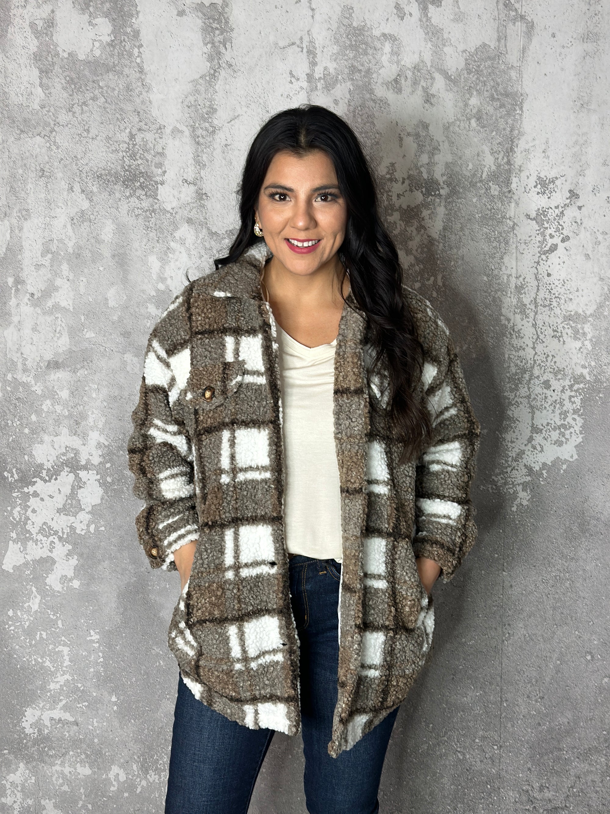 Plaid Sherpa Button Up Shacket
