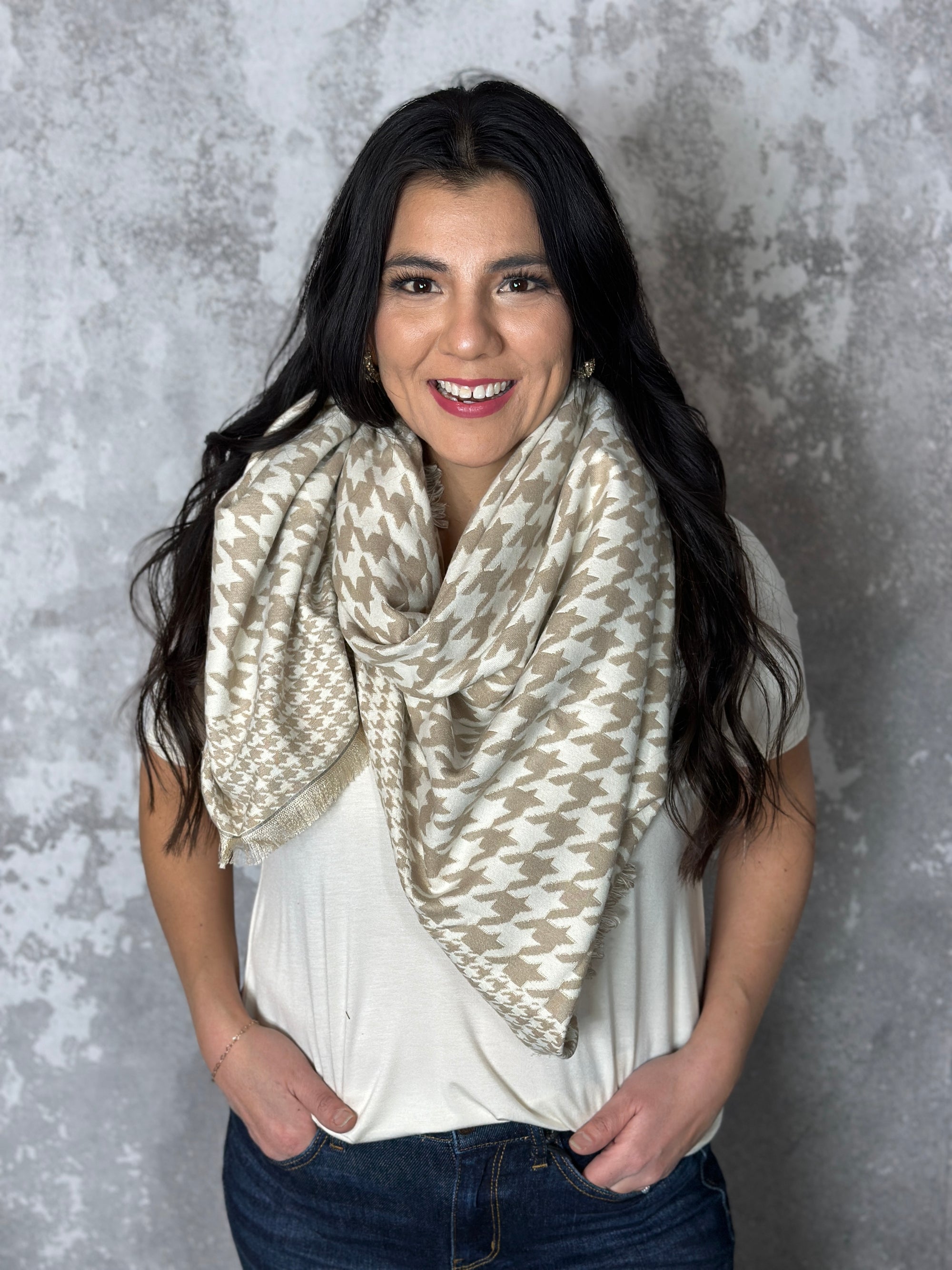 Soft Lux Houndstooth Scarf
