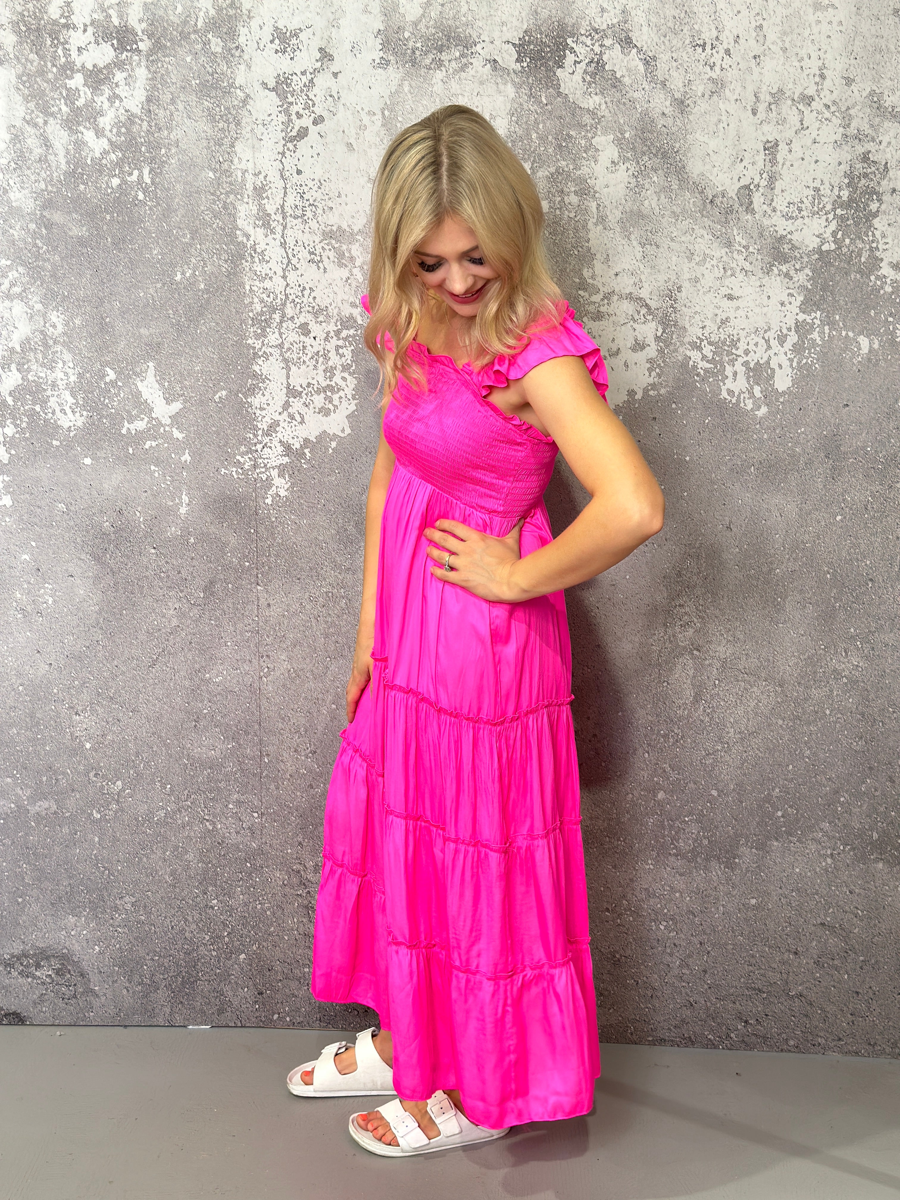 Burgundy Dolman Floral Maxi Dress - The Pink Porcupine ltd.