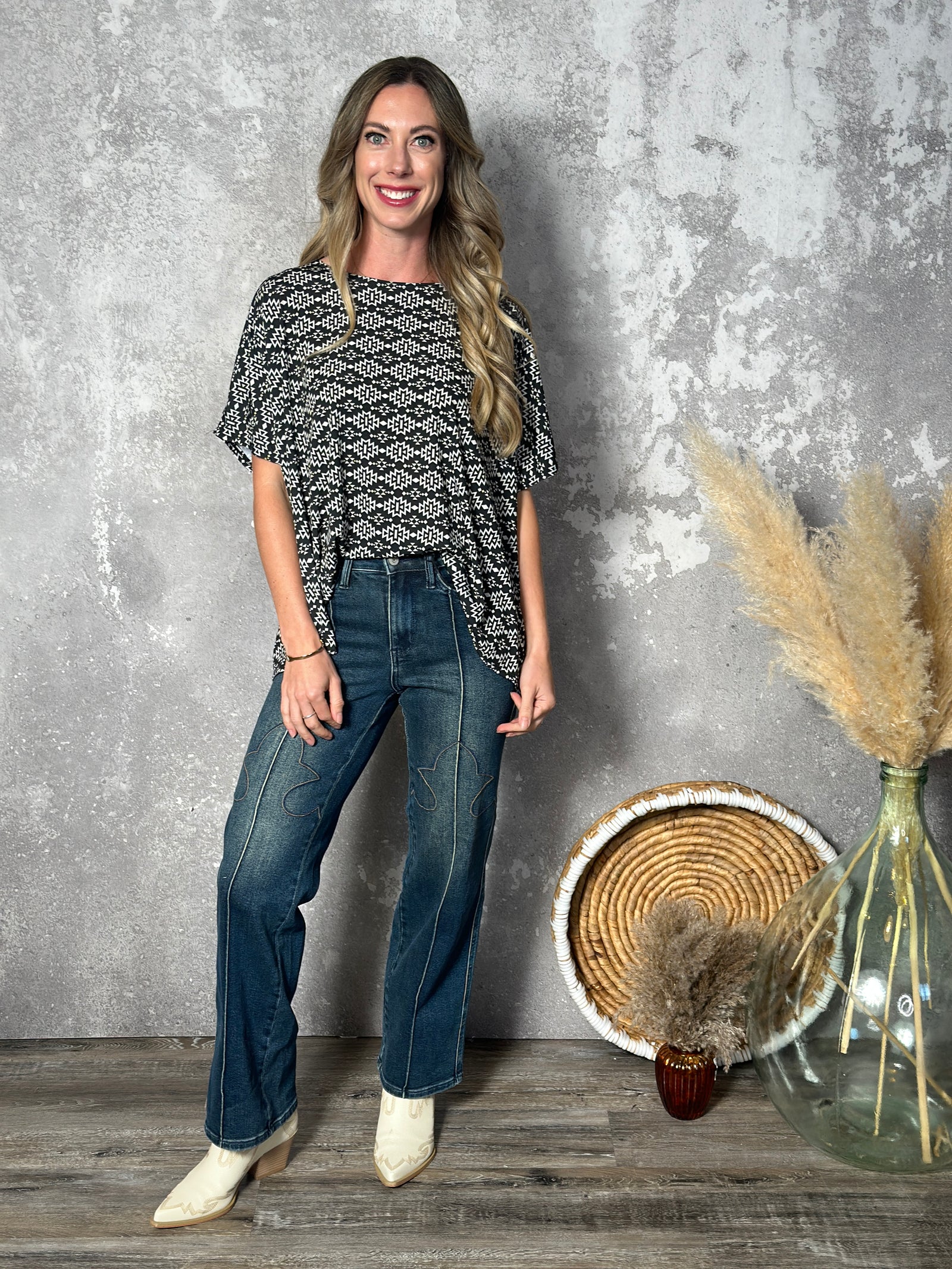 Black and White Axtec Top