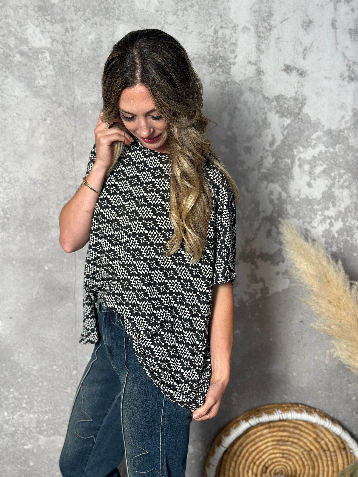 Black and White Axtec Top