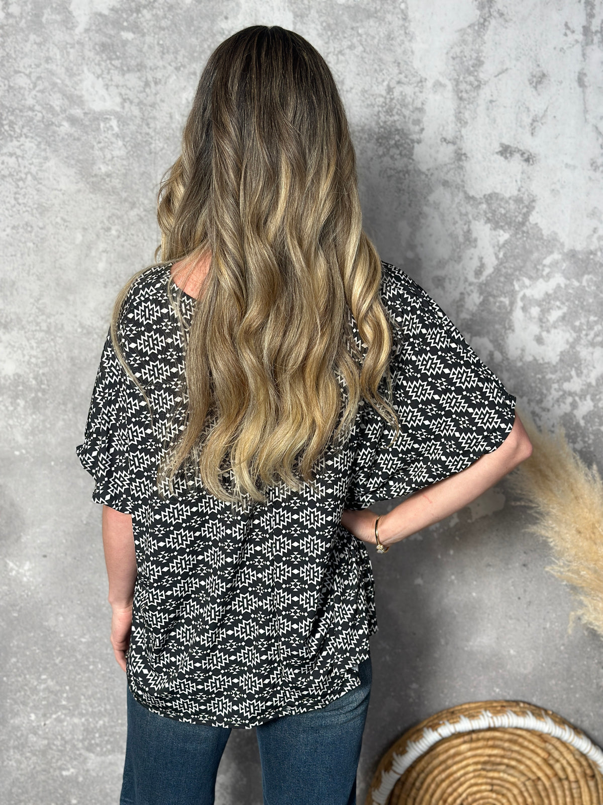 Black and White Axtec Top