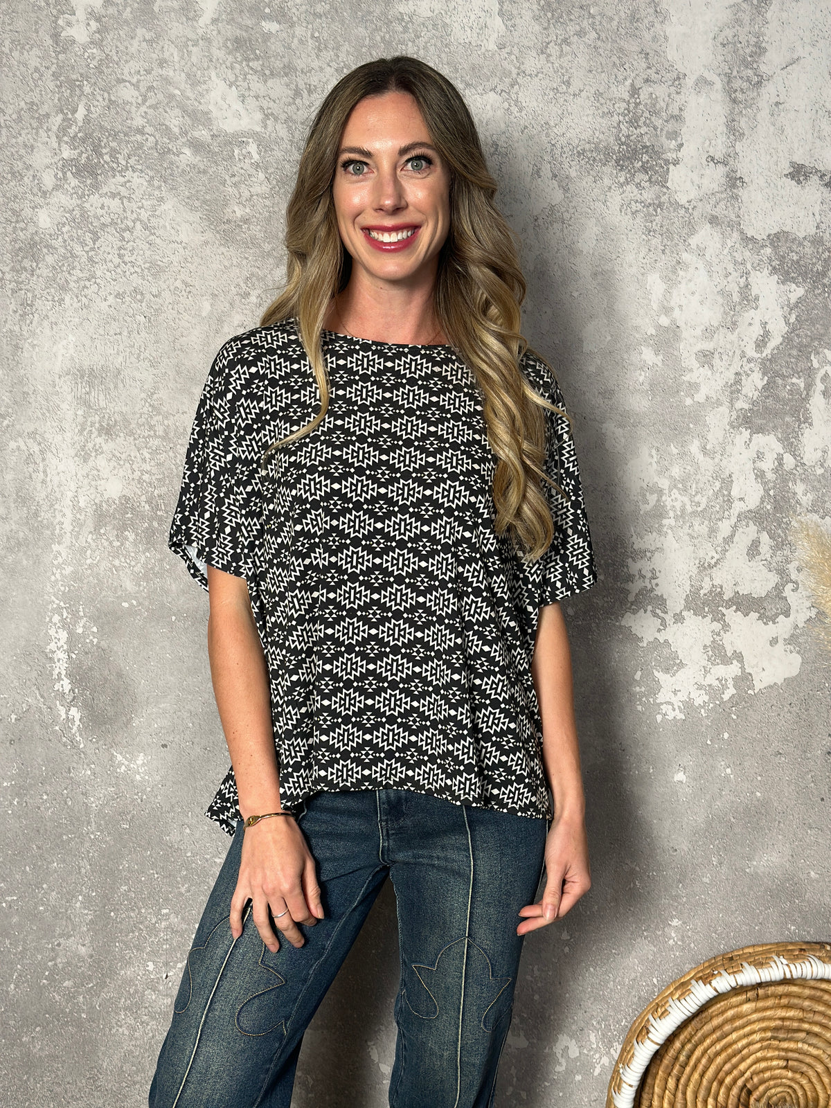 Black and White Axtec Top