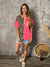 Leopard Block Button Tee - Neon Pink/Orange  (Small - 3X)