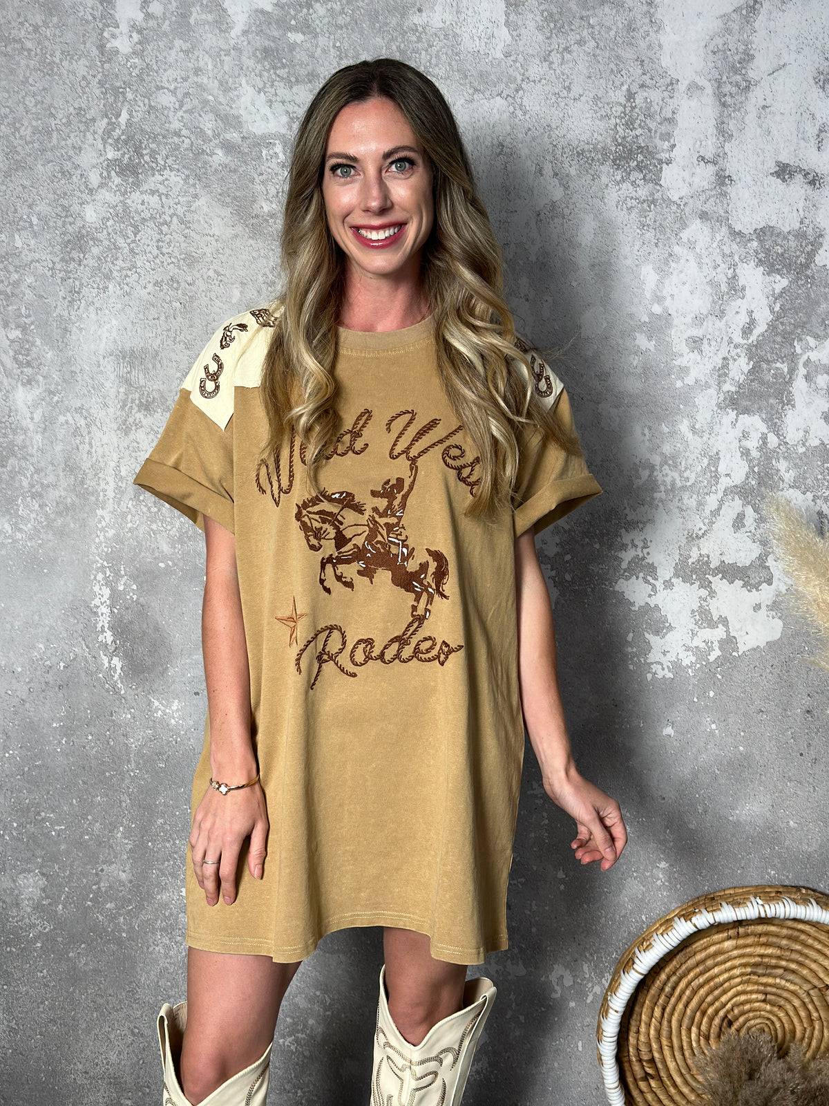 Embroidered Wild West Rodeo Tshirt Dress