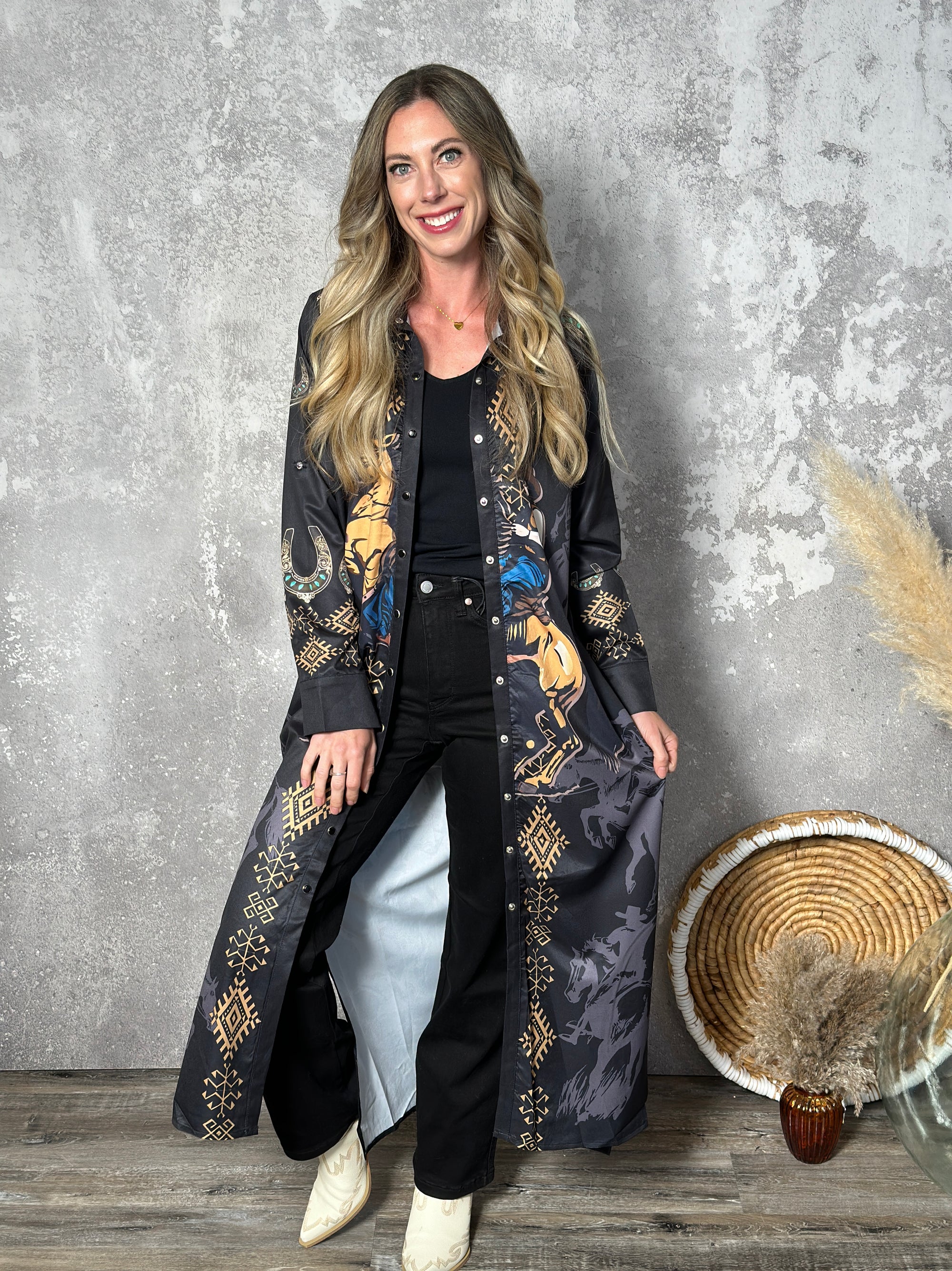 Pearl Snap Western Dress/Duster