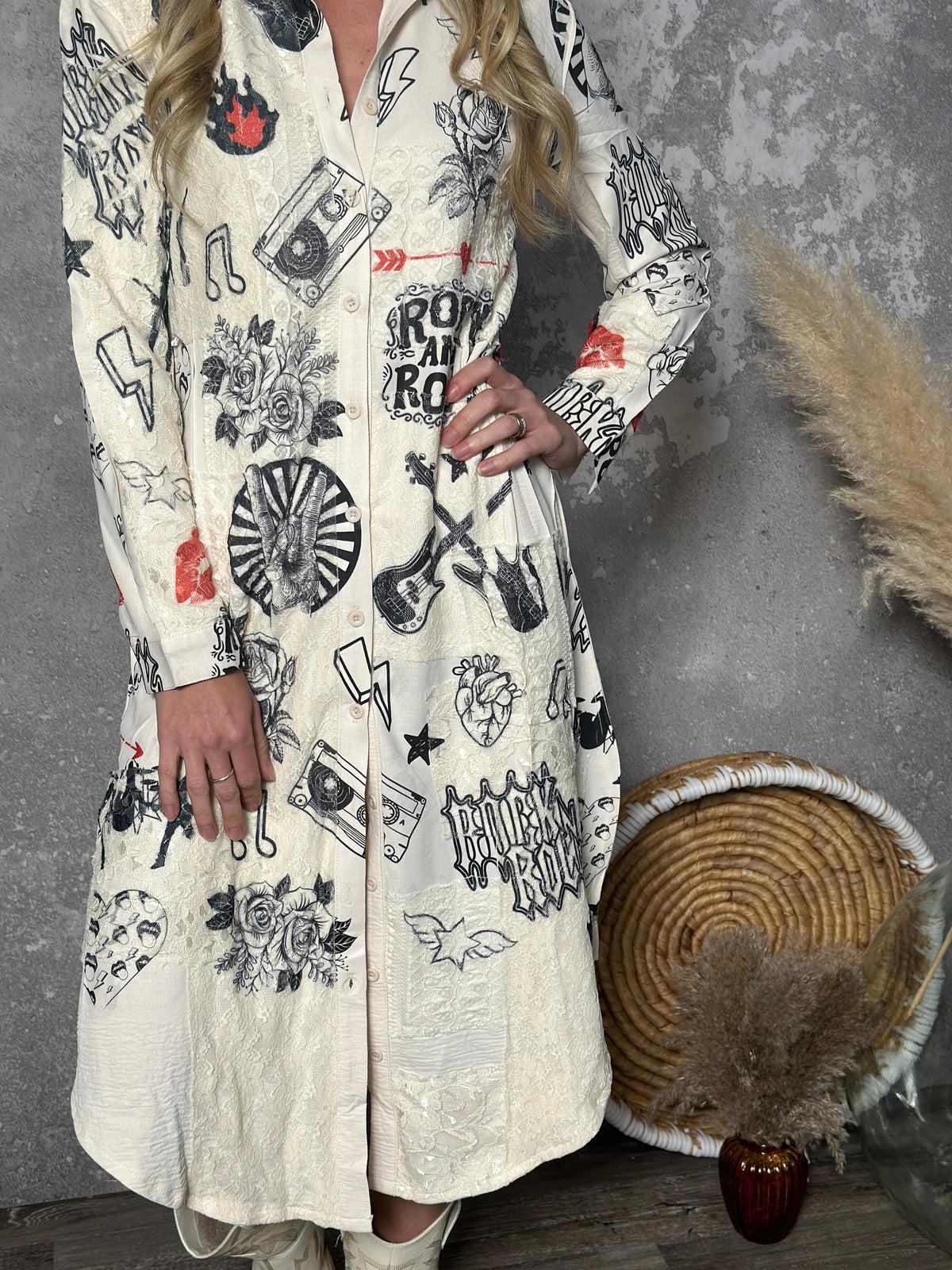 Tattooed Rock and Roll Jacket/Dress with Lace