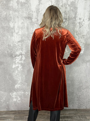 Velvet Duster Coat -  Rust (XS - 3X) - FINAL SALE