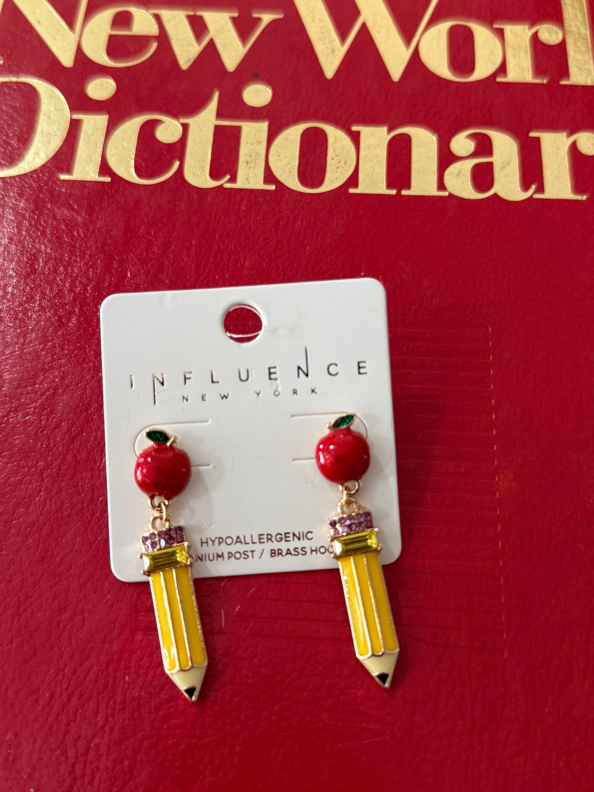 Apple Dangle Pencil Earring
