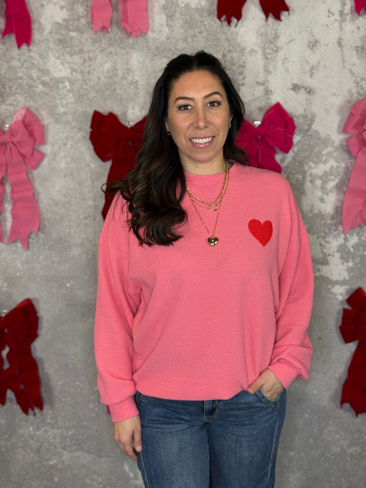 Textured Heart Long Sleeve