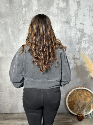 Mineral Wash Studded Detail Sweatshirt (Small - 3X)