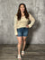 Cream Fishnet Vneck Sweater Top