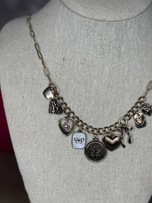 My heart floral bow Charm Necklace