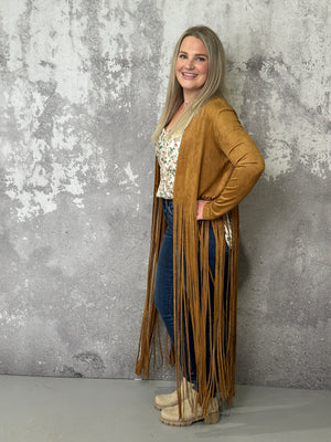Faux Suede Fringe Jacket - (Small - 3X)