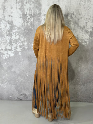 Faux Suede Fringe Jacket - (Small - 3X)