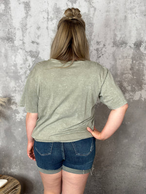 Mineral Wash Boot Stitch Tee - Taupe - FINAL SALE