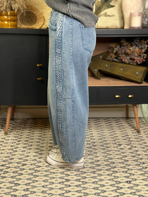 Barrel Side Braid Jean - (Small - 3X)