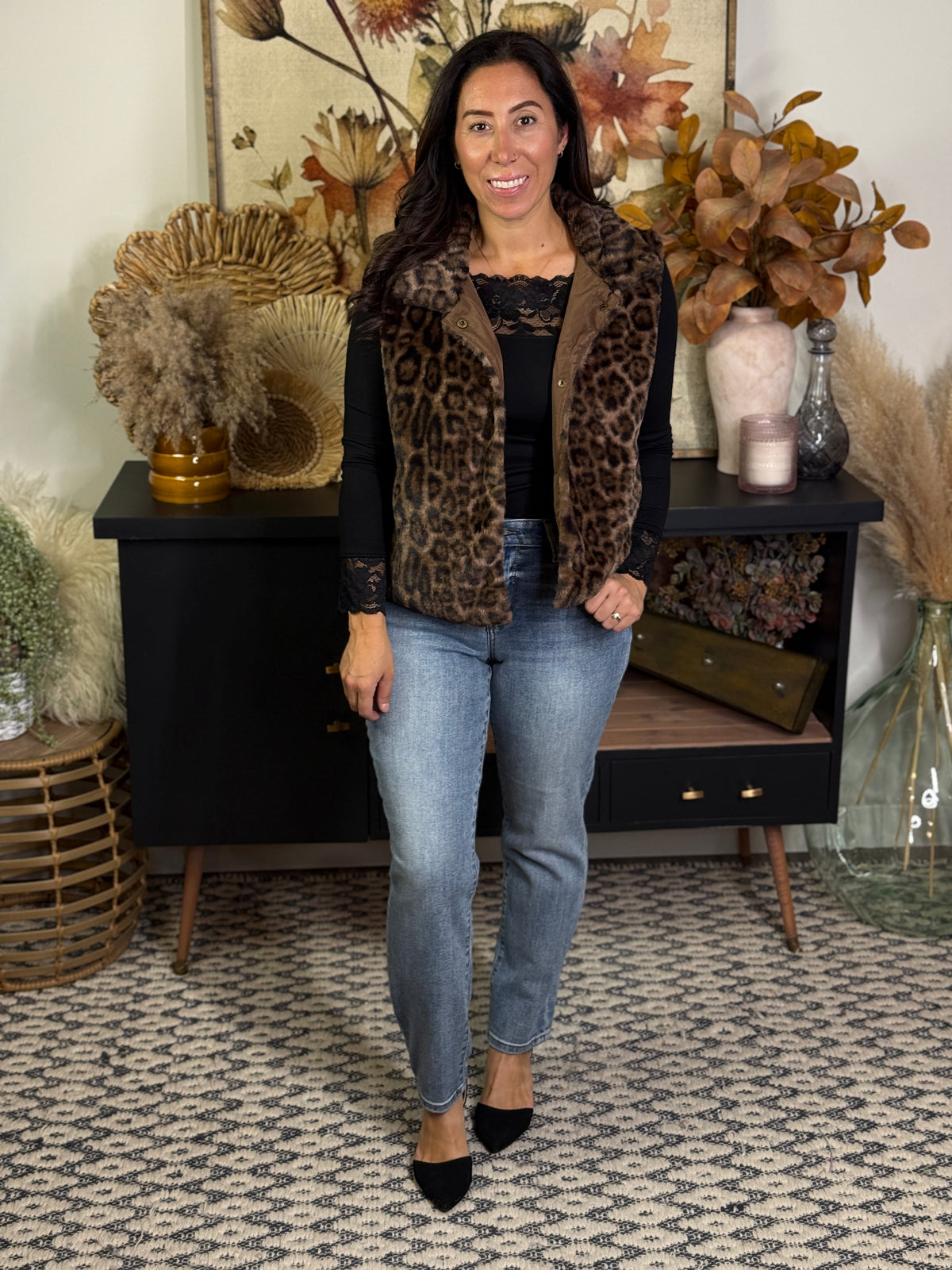 Faux Fur Leopard Vest
