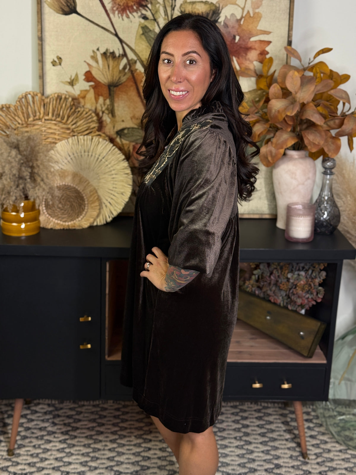 Chocolate Brown Velvet Dress