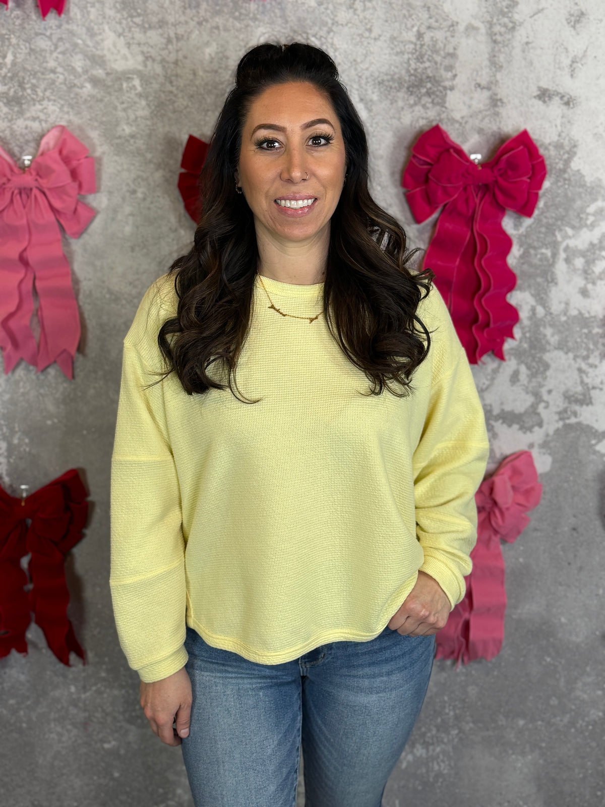 Textured Solid Long Sleeve - Yellow FINAL SALE