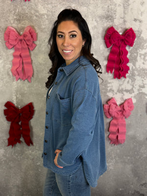 Stretch Denim Look Shacket