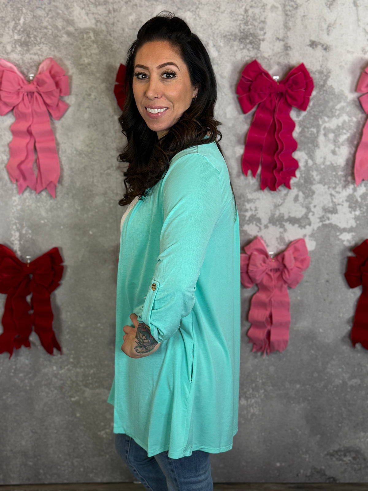 Wrinkle Free Cardigan - Mint - (Small - 3X) BESTSELLER