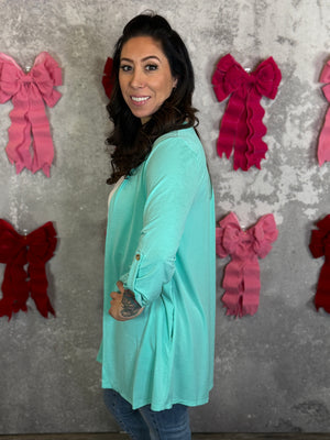Wrinkle Free Cardigan - Mint - (Small - 3X) BESTSELLER