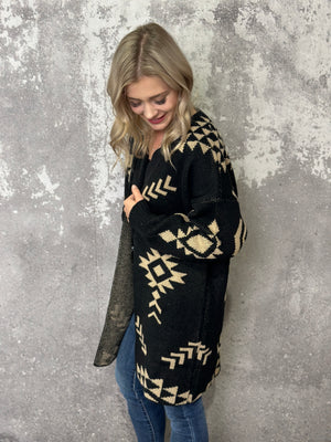 Aliza Aztec Cardigan - Black