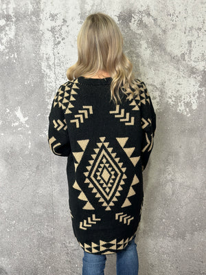 Aliza Aztec Cardigan - Black