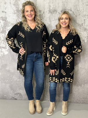 Aliza Aztec Cardigan - Black