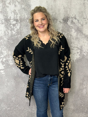 Aliza Aztec Cardigan - Black