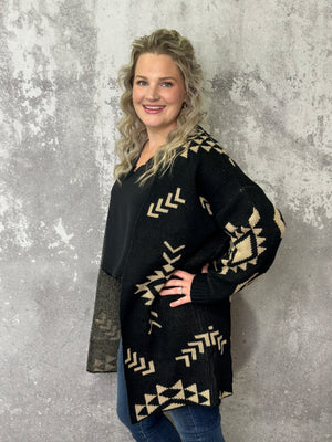 Aliza Aztec Cardigan - Black