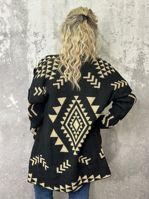 Aliza Aztec Cardigan - Black