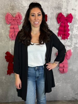 Wrinkle Free Cardigan - Black - (Small - 3X) BESTSELLER