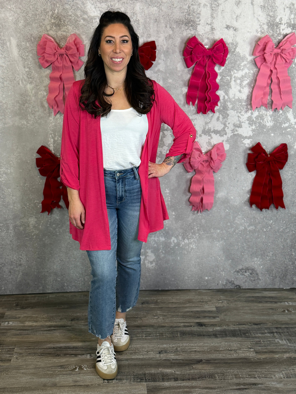 Wrinkle Free Cardigan - Fuchsia - (Small - 3X) BESTSELLER