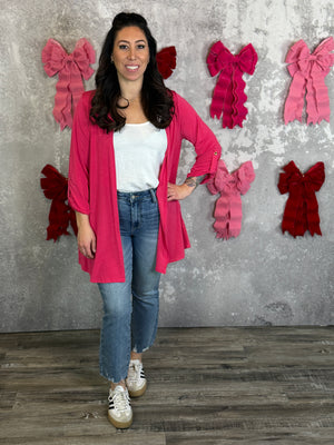 Wrinkle Free Cardigan - Fuchsia - (Small - 3X) BESTSELLER