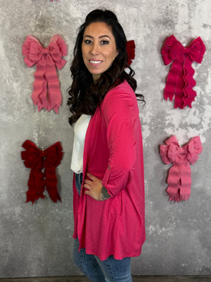 Wrinkle Free Cardigan - Fuchsia - (Small - 3X) BESTSELLER