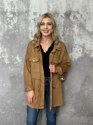 Faux Suede Soft Trench Jacket (LARGE LEFT)