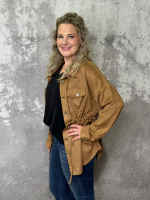 Faux Suede Soft Trench Jacket (LARGE LEFT)