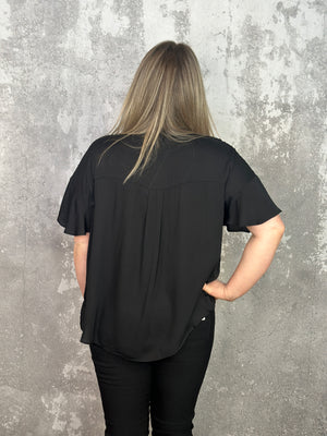Pleated Penny Top - Black - (Small left)