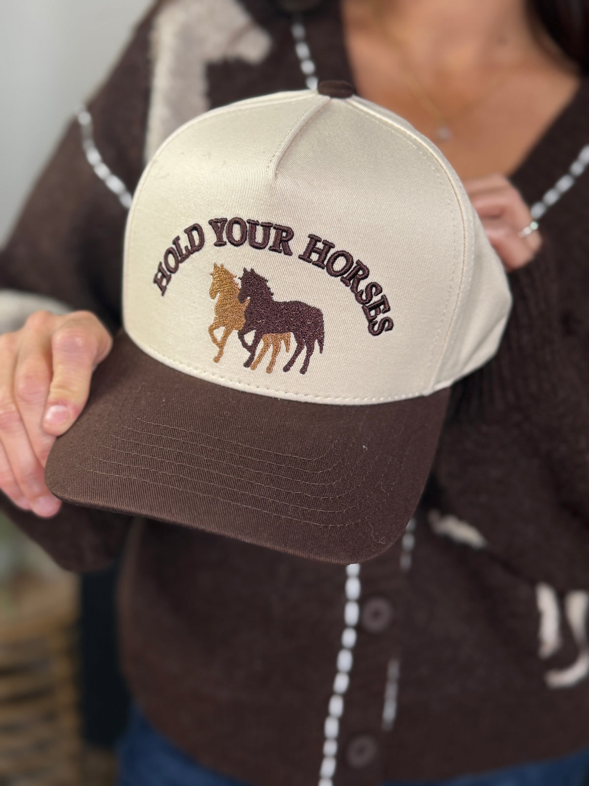 Embroidered Hold Your Horses Snap Back Hat