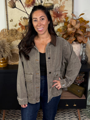 Light Denim Barn Jacket - Olive (Small - 2X)